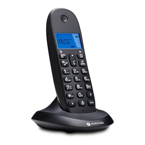 Motorola C1001CB+ - Schnurloses Festnetztelefon DECT - Inklusive Anrufblockierungsmodus - Anruferkennung, Freisprecheinrichtung, Telefonbuch mit 50 Einträgen - Farbe Schwarz