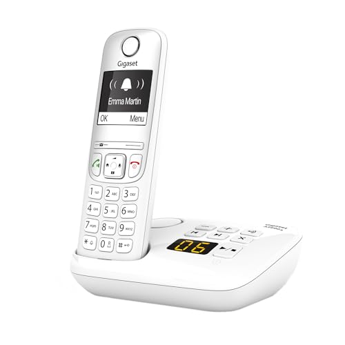 Gigaset AS690A - Schnurloses DECT-Telefon mit Anrufbeantworter - großes, kontrastreiches Display, einstellbare Klangprofile - Freisprechfunktion - Anrufschutz, weiß [Deutsche Version]