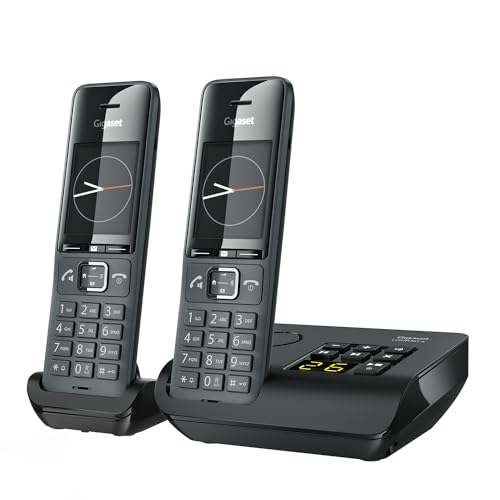 Gigaset Comfort 520A Duo - 2 Schnurlose DECT-Telefone mit Anrufbeantworter - Beste Audioqualität mit Freisprechfunktion - Anrufschutz - Adressbuch 200 Kontakten, titan-schwarz [Deutsche Version]