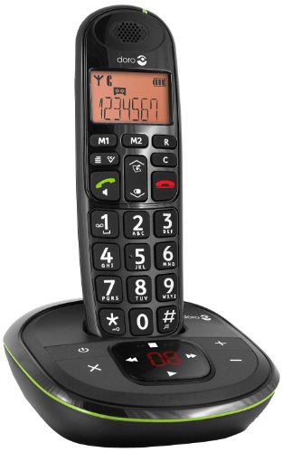 Doro PhoneEasy 105wr Seniorentelefon, Schnurloses DECT-Telefon mit Anrufbeantworter, große Tasten, lauter Rufton, Freisprechfunktion, großes Display,schwarz
